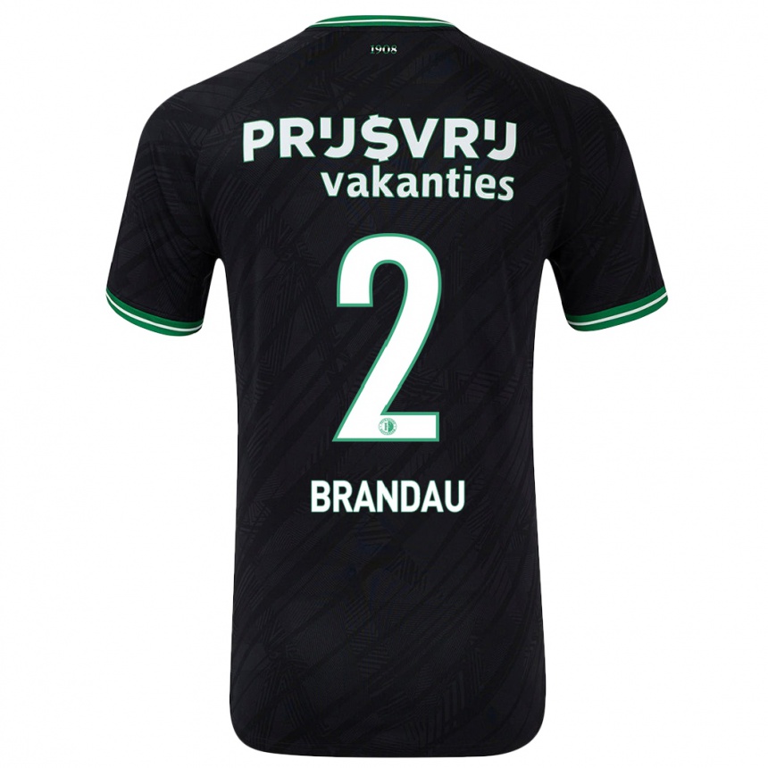 Vaikiškas Justine Brandau #2 Juoda Žalia Išvykos Marškinėliai 2024/25 T-Shirt