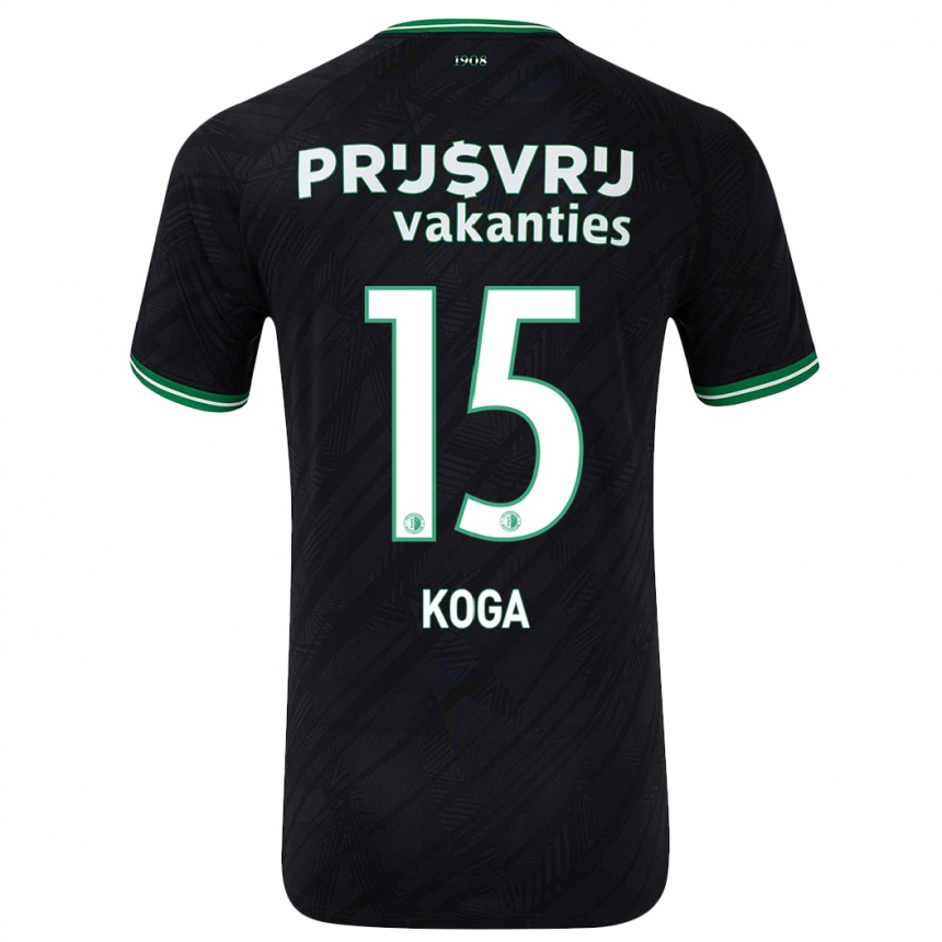 Vaikiškas Tōko Koga #15 Juoda Žalia Išvykos Marškinėliai 2024/25 T-Shirt