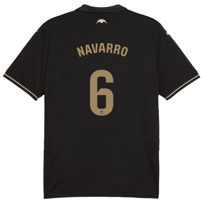 Vaikiškas Javi Navarro #6 Juoda Išvykos Marškinėliai 2024/25 T-Shirt