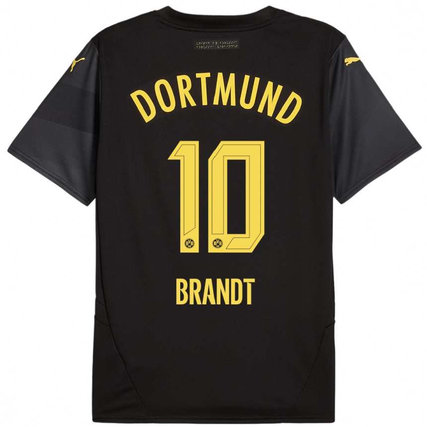 Vaikiškas Julian Brandt #10 Juoda Geltona Išvykos Marškinėliai 2024/25 T-Shirt