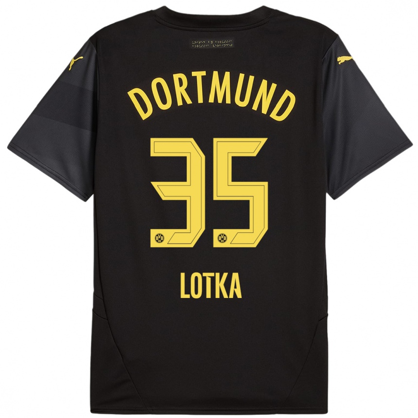 Vaikiškas Marcel Lotka #35 Juoda Geltona Išvykos Marškinėliai 2024/25 T-Shirt