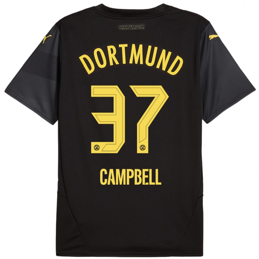 Vaikiškas Cole Campbell #37 Juoda Geltona Išvykos Marškinėliai 2024/25 T-Shirt