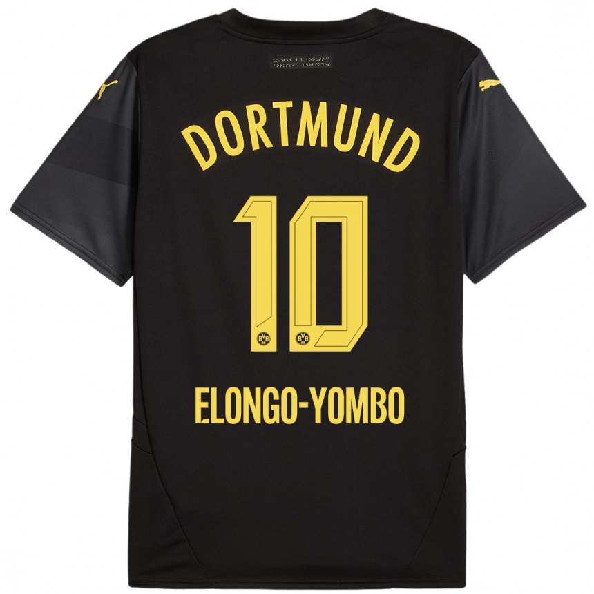 Vaikiškas Rodney Elongo-Yombo #10 Juoda Geltona Išvykos Marškinėliai 2024/25 T-Shirt