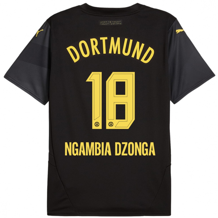 Vaikiškas Diego Ngambia Dzonga #18 Juoda Geltona Išvykos Marškinėliai 2024/25 T-Shirt