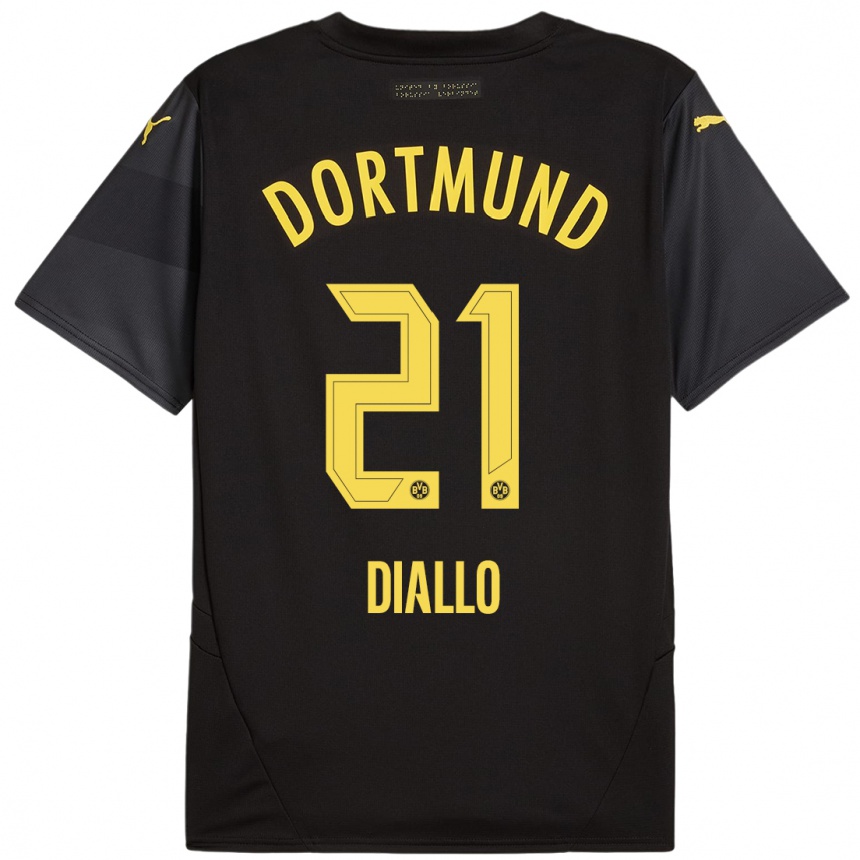 Vaikiškas Ousmane Diallo #21 Juoda Geltona Išvykos Marškinėliai 2024/25 T-Shirt