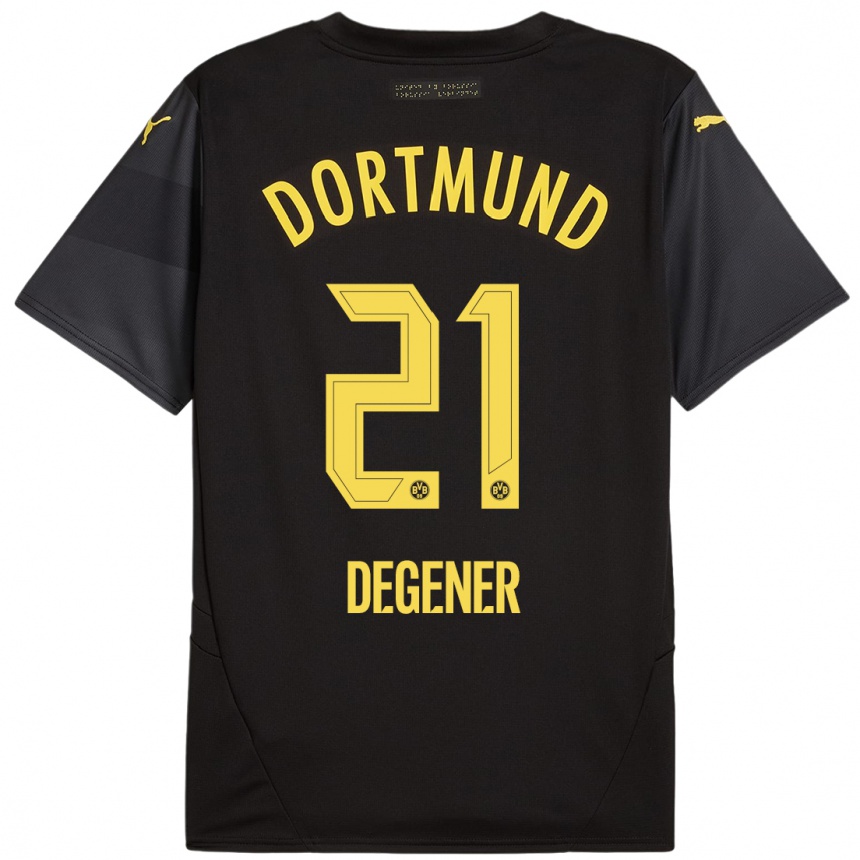 Vaikiškas Tim Degener #21 Juoda Geltona Išvykos Marškinėliai 2024/25 T-Shirt