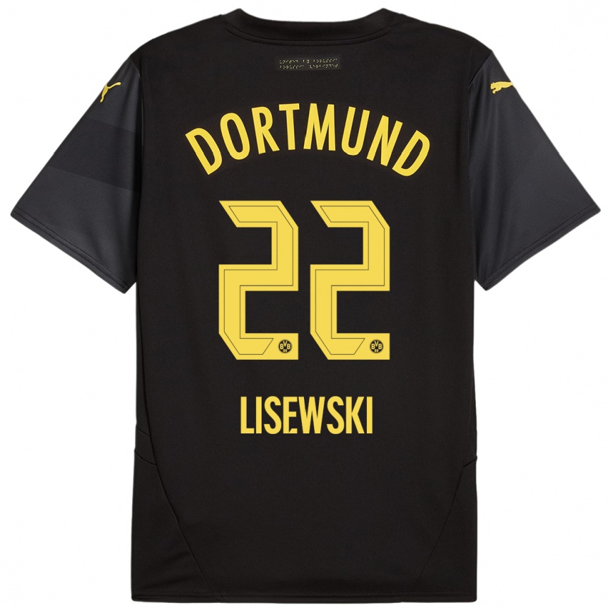 Vaikiškas Robin Lisewski #22 Juoda Geltona Išvykos Marškinėliai 2024/25 T-Shirt