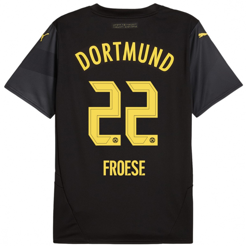 Vaikiškas Julien Froese #22 Juoda Geltona Išvykos Marškinėliai 2024/25 T-Shirt