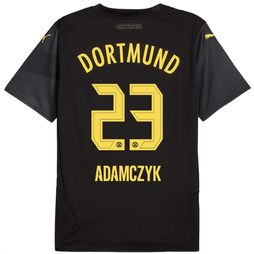 Vaikiškas Nico Adamczyk #23 Juoda Geltona Išvykos Marškinėliai 2024/25 T-Shirt