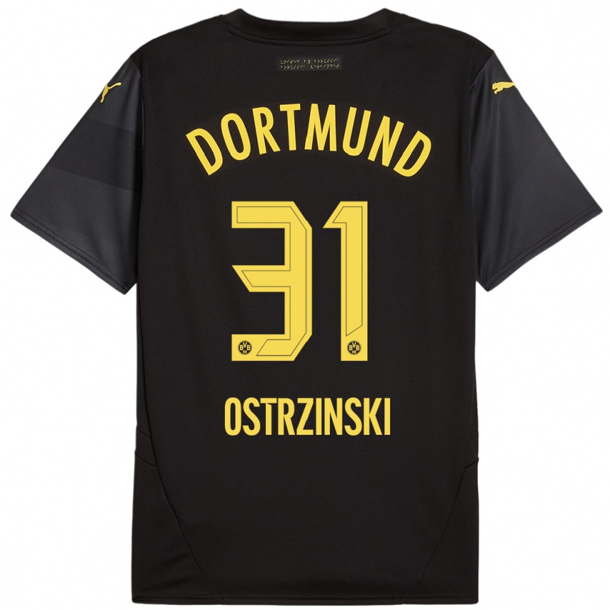 Vaikiškas Silas Ostrzinski #31 Juoda Geltona Išvykos Marškinėliai 2024/25 T-Shirt