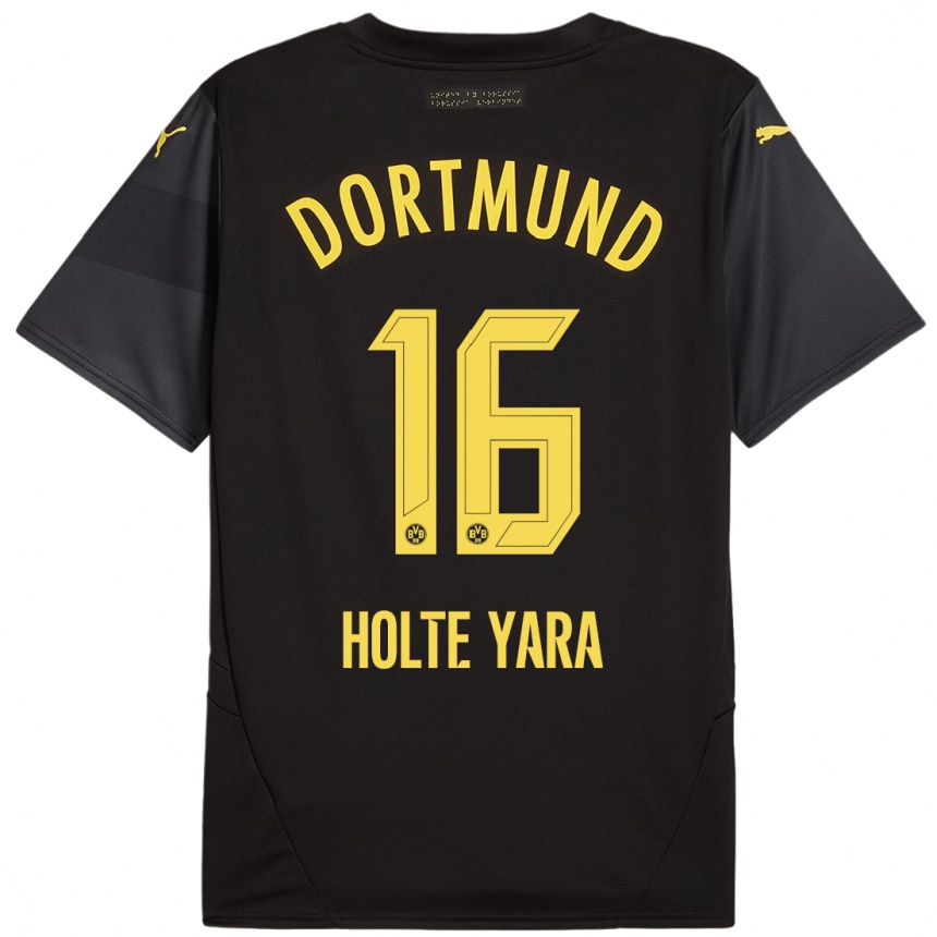 Vaikiškas Ten Holte Yara #16 Juoda Geltona Išvykos Marškinėliai 2024/25 T-Shirt