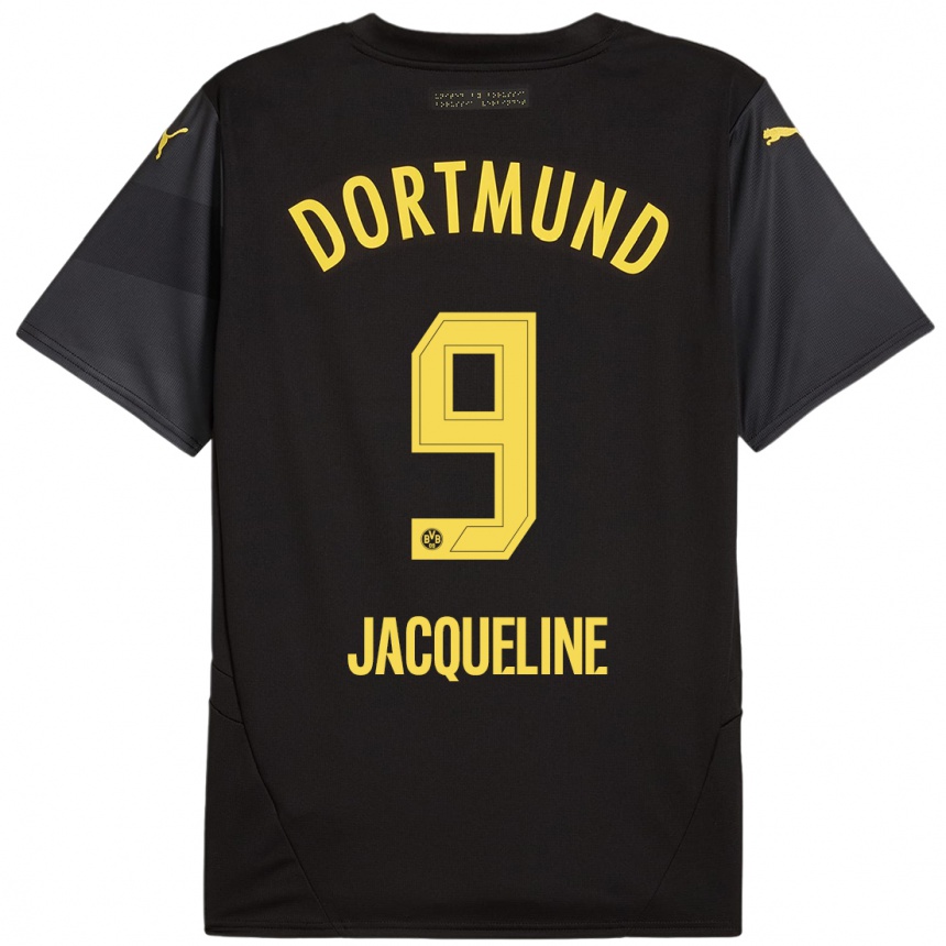 Vaikiškas Moreno Jacqueline #9 Juoda Geltona Išvykos Marškinėliai 2024/25 T-Shirt