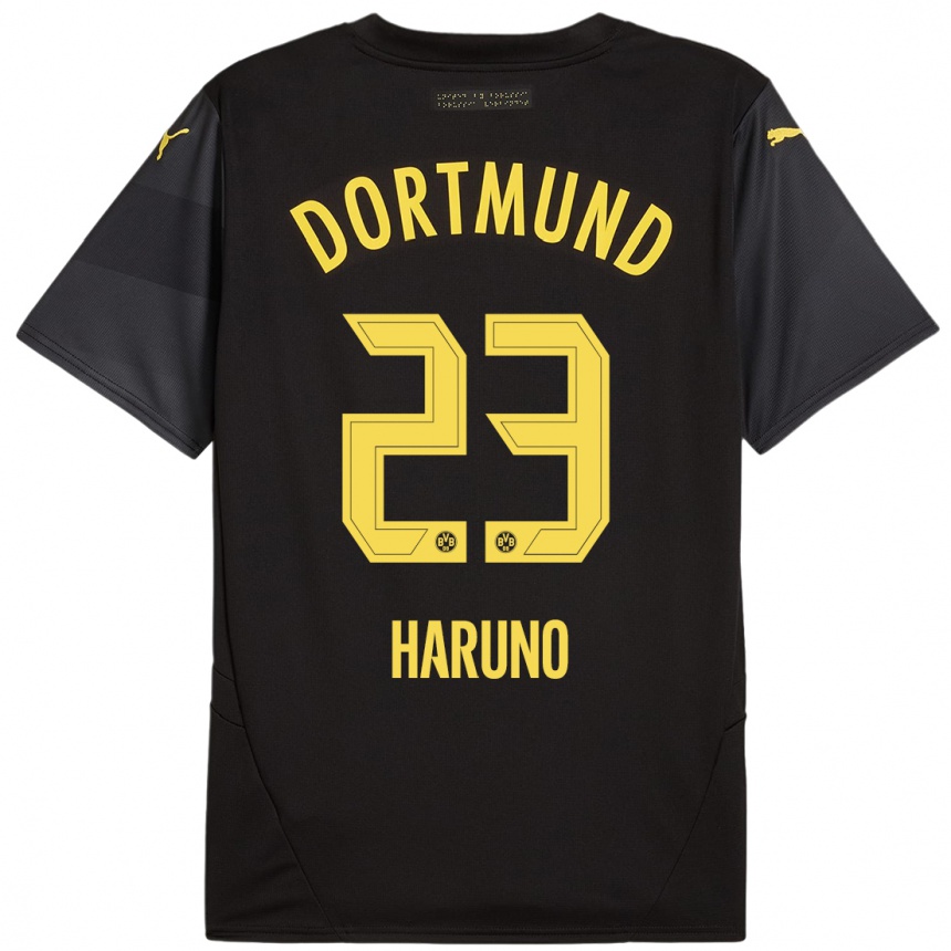 Vaikiškas Sasaki Haruno #23 Juoda Geltona Išvykos Marškinėliai 2024/25 T-Shirt