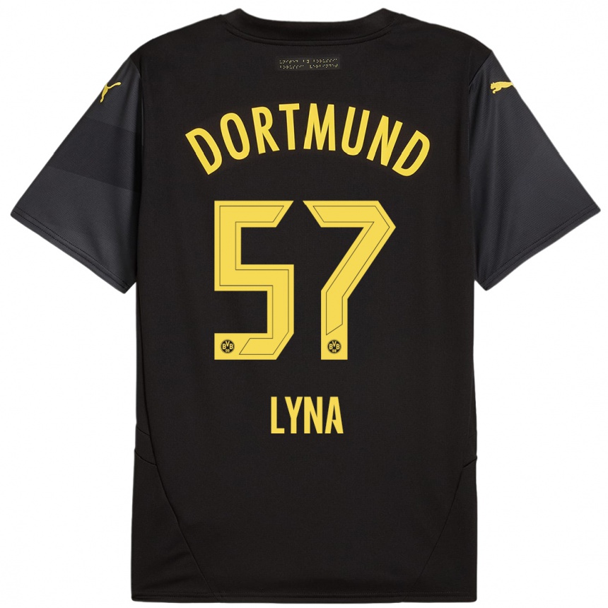 Vaikiškas Schwarz Lyna #57 Juoda Geltona Išvykos Marškinėliai 2024/25 T-Shirt