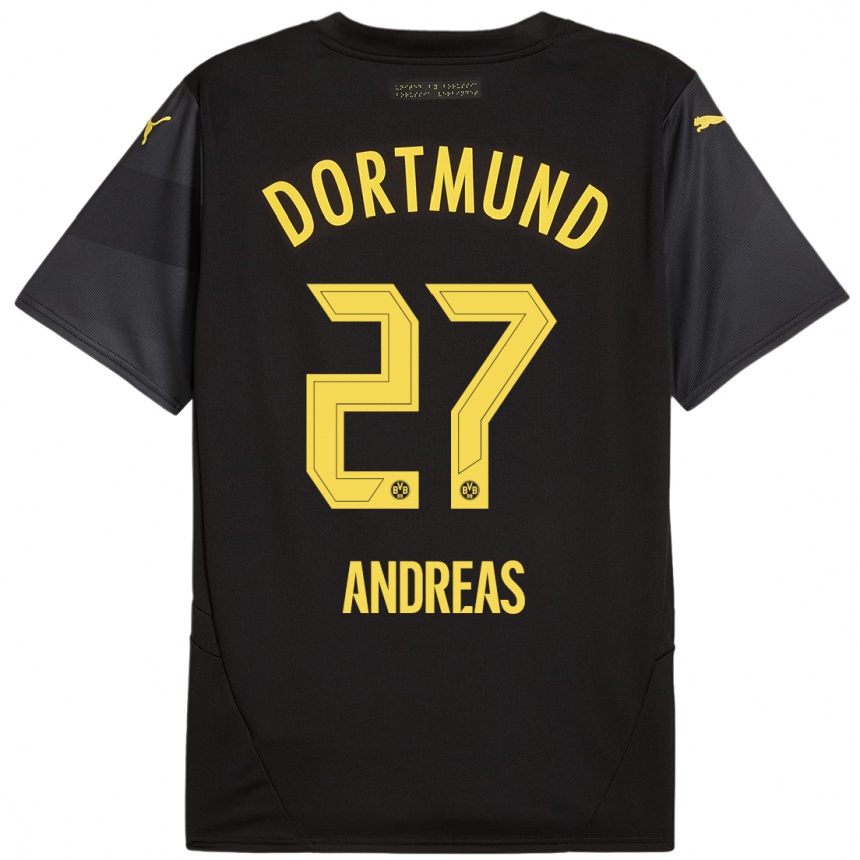 Vaikiškas Kuno Andreas #27 Juoda Geltona Išvykos Marškinėliai 2024/25 T-Shirt