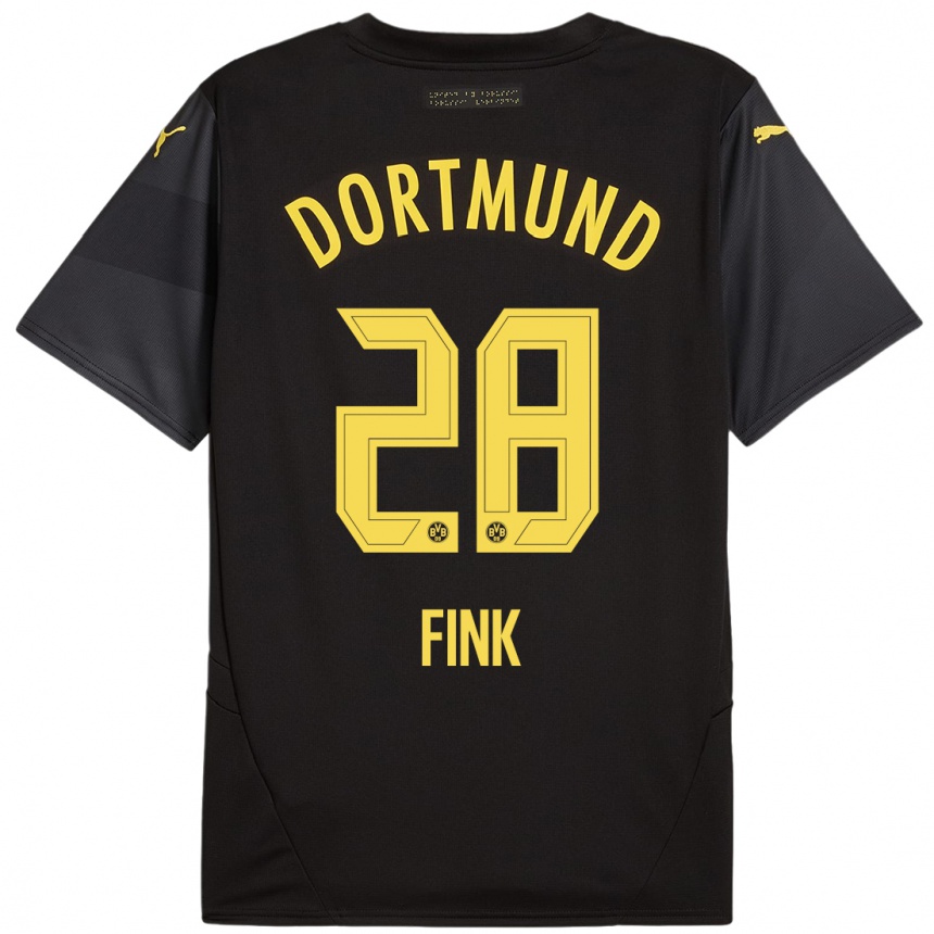 Vaikiškas Bradley Fink #28 Juoda Geltona Išvykos Marškinėliai 2024/25 T-Shirt