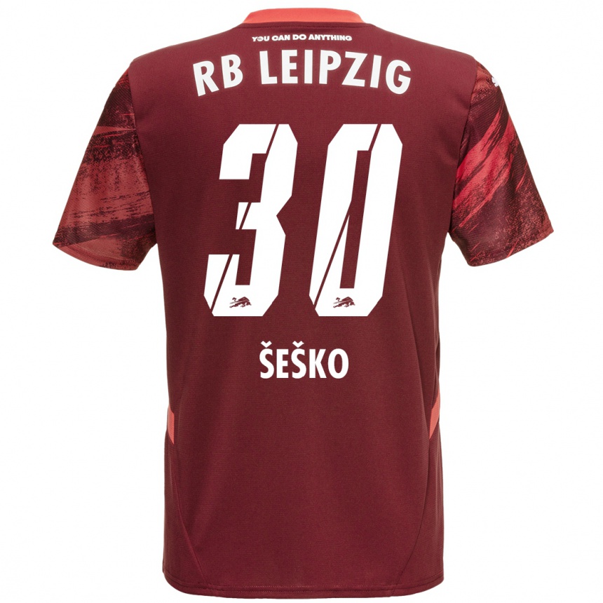 Vaikiškas Benjamin Sesko #30 Burgundija Išvykos Marškinėliai 2024/25 T-Shirt