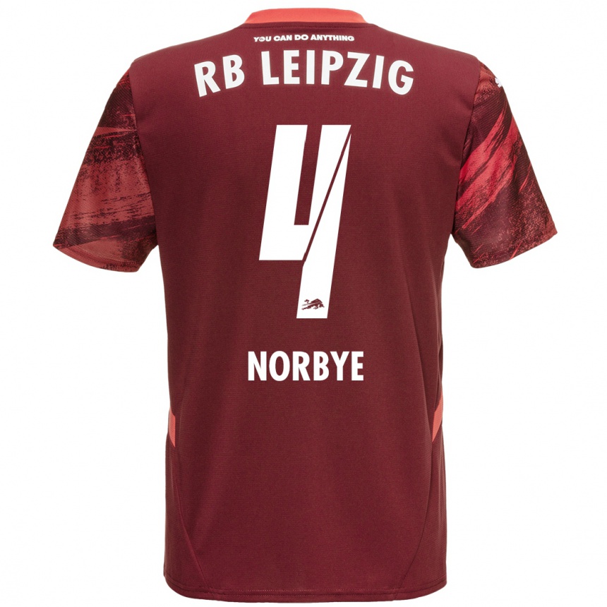 Vaikiškas Jonathan Norbye #4 Burgundija Išvykos Marškinėliai 2024/25 T-Shirt