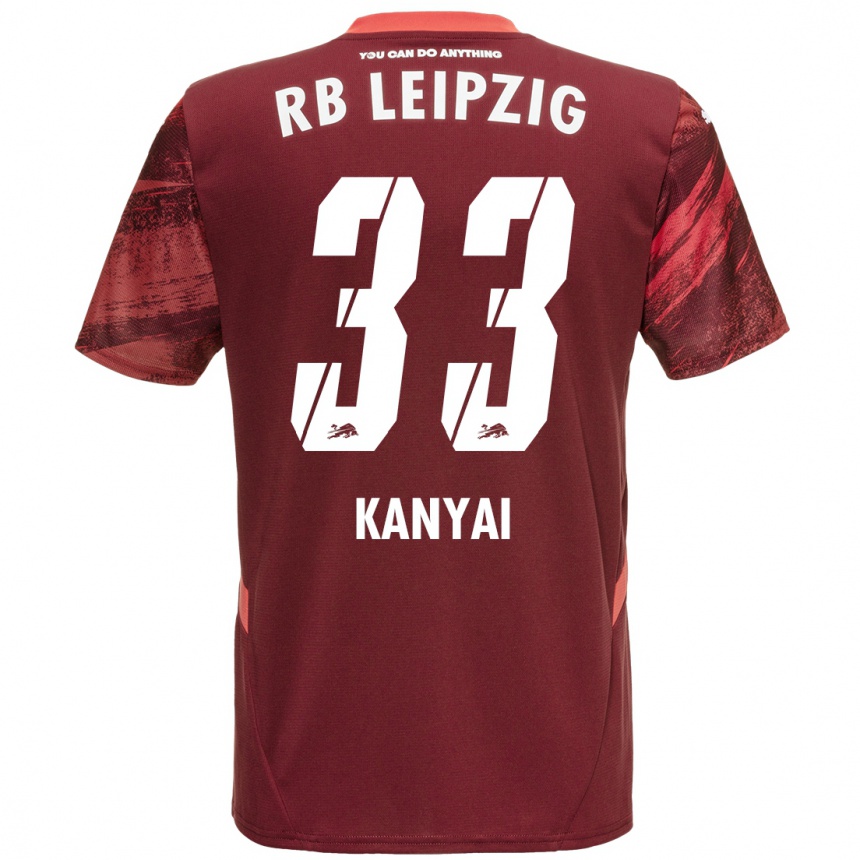 Vaikiškas Janos Kanyai #33 Burgundija Išvykos Marškinėliai 2024/25 T-Shirt