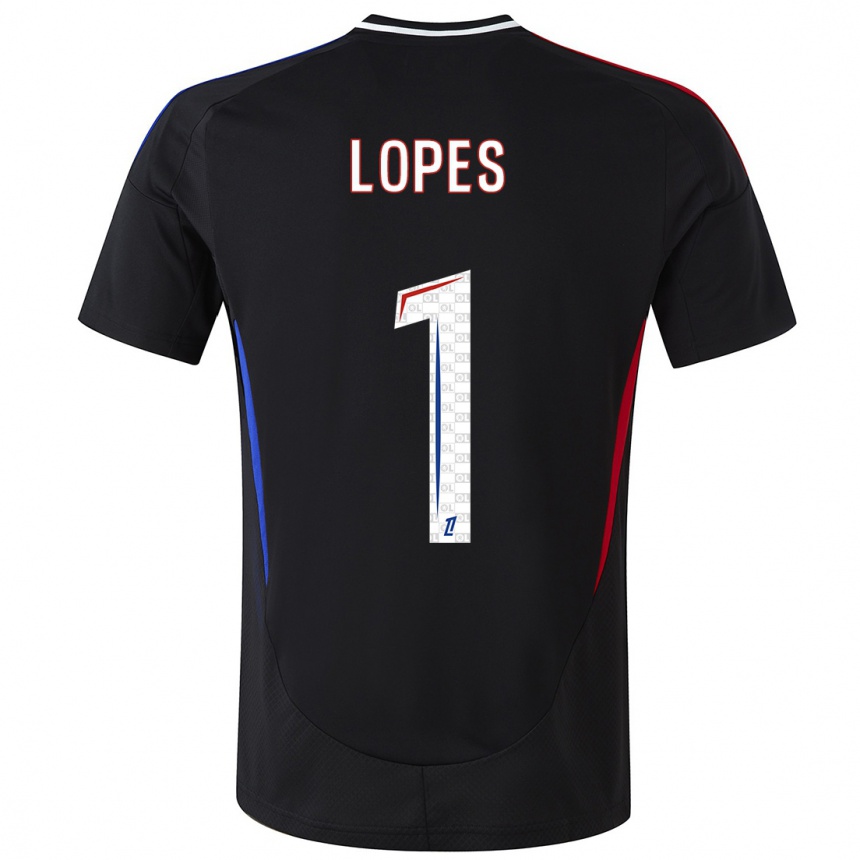 Vaikiškas Anthony Lopes #1 Juoda Išvykos Marškinėliai 2024/25 T-Shirt