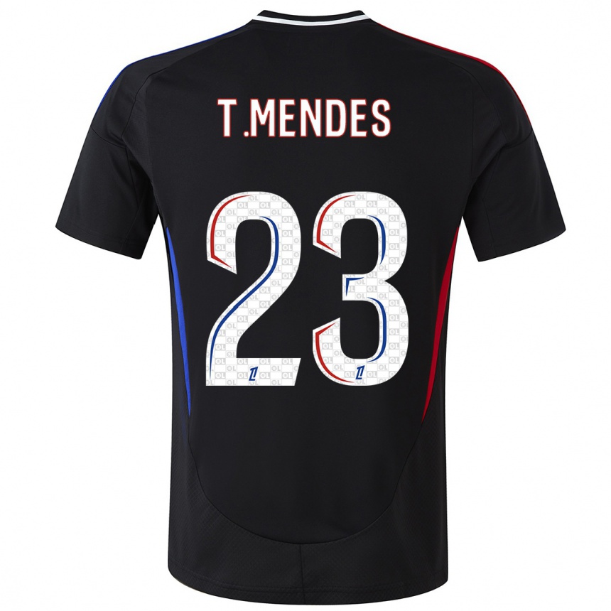 Vaikiškas Thiago Mendes #23 Juoda Išvykos Marškinėliai 2024/25 T-Shirt