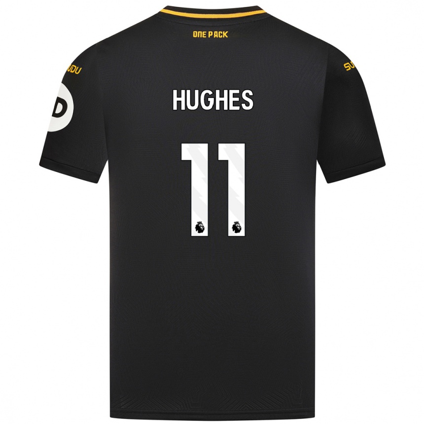 Vaikiškas Amber Hughes #11 Juoda Išvykos Marškinėliai 2024/25 T-Shirt