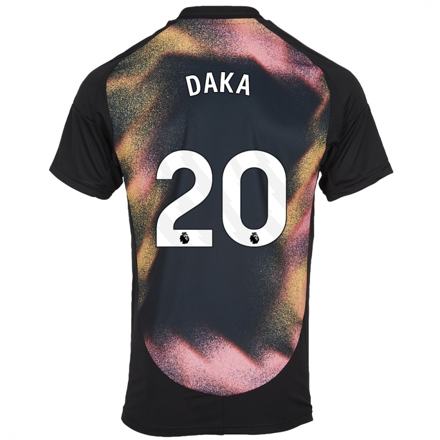 Vaikiškas Patson Daka #20 Juoda Balta Išvykos Marškinėliai 2024/25 T-Shirt