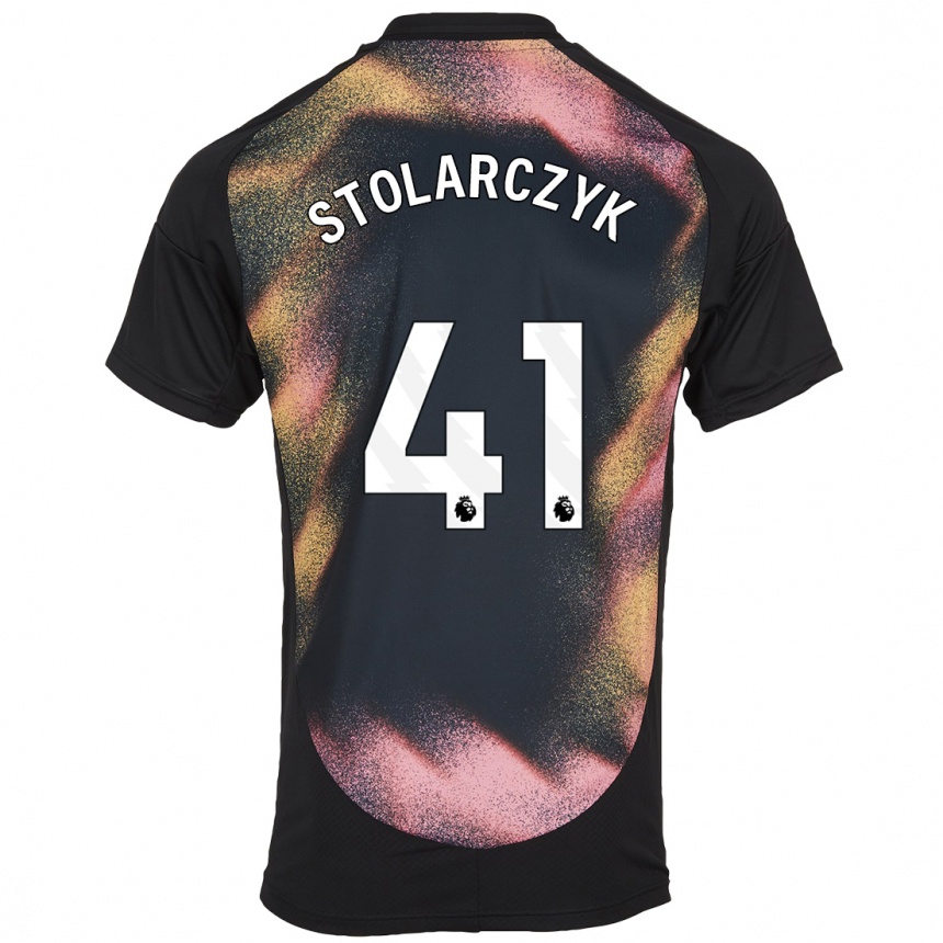 Vaikiškas Jakub Stolarczyk #41 Juoda Balta Išvykos Marškinėliai 2024/25 T-Shirt