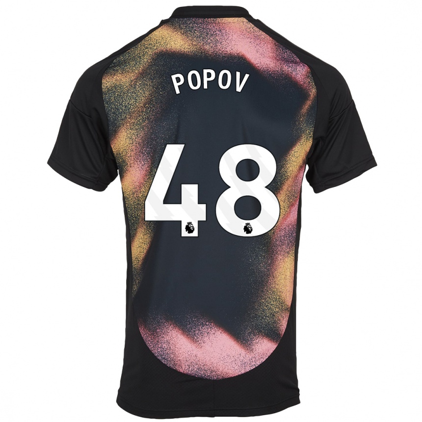 Vaikiškas Chris Popov #48 Juoda Balta Išvykos Marškinėliai 2024/25 T-Shirt