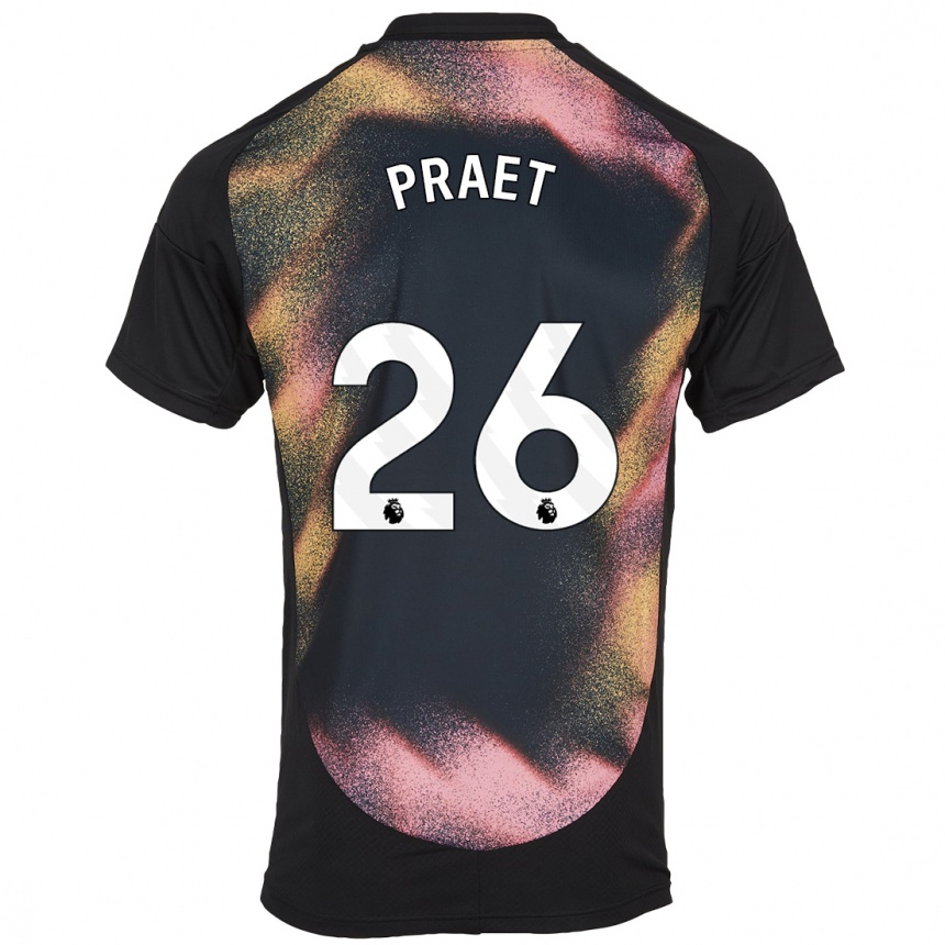 Vaikiškas Dennis Praet #26 Juoda Balta Išvykos Marškinėliai 2024/25 T-Shirt