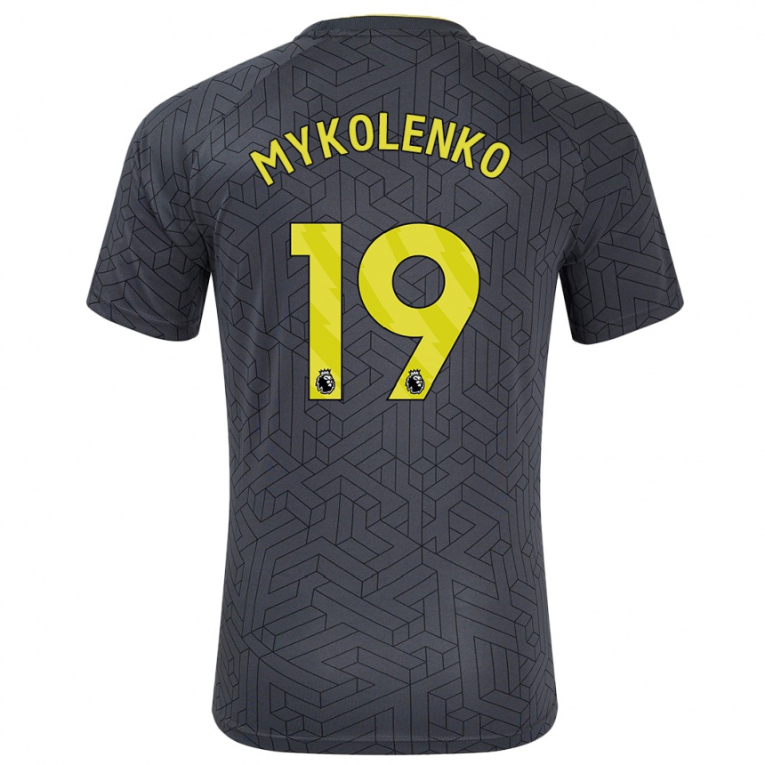 Vaikiškas Vitaliy Mykolenko #19 Juoda Geltona Išvykos Marškinėliai 2024/25 T-Shirt