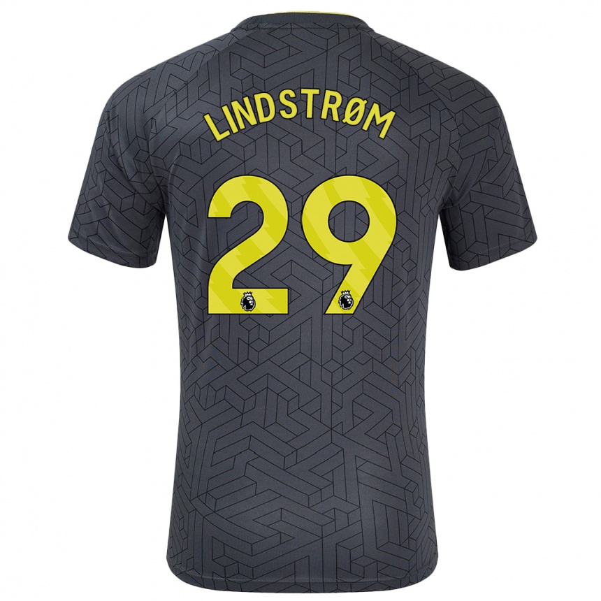 Vaikiškas Jesper Lindstrøm #29 Juoda Geltona Išvykos Marškinėliai 2024/25 T-Shirt