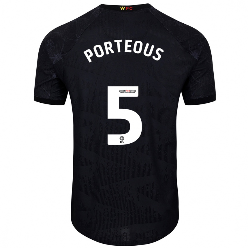 Vaikiškas Ryan Porteous #5 Juoda Balta Išvykos Marškinėliai 2024/25 T-Shirt