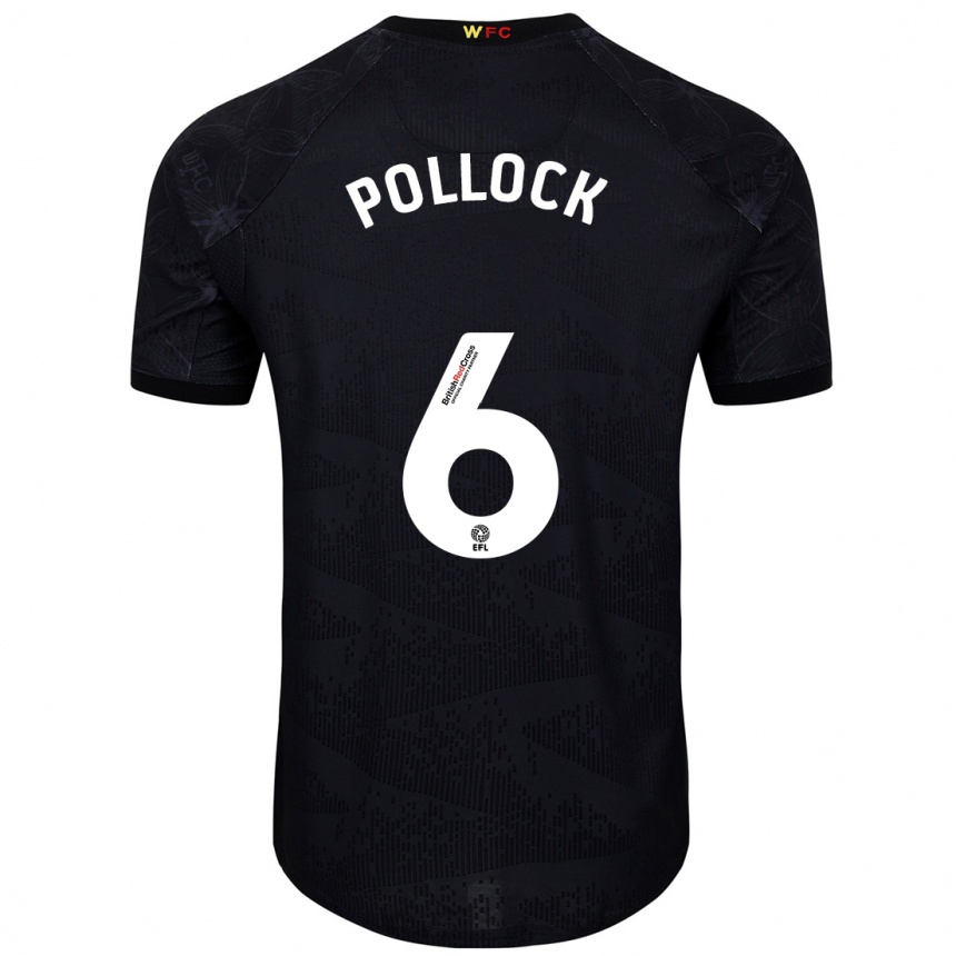 Vaikiškas Mattie Pollock #6 Juoda Balta Išvykos Marškinėliai 2024/25 T-Shirt