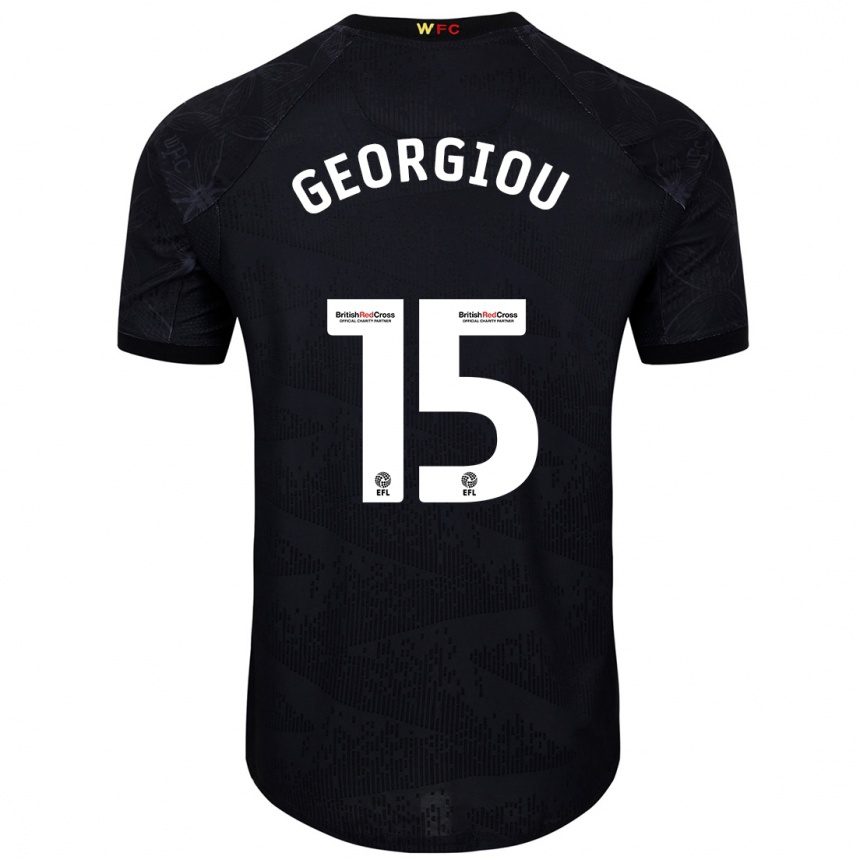 Vaikiškas Andria Georgiou #15 Juoda Balta Išvykos Marškinėliai 2024/25 T-Shirt