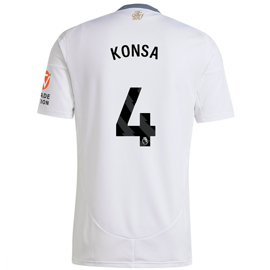 Vaikiškas Ezri Konsa #4 Baltas Išvykos Marškinėliai 2024/25 T-Shirt