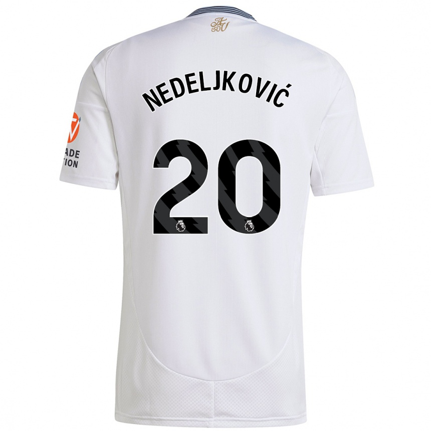 Vaikiškas Kosta Nedeljkovic #20 Baltas Išvykos Marškinėliai 2024/25 T-Shirt