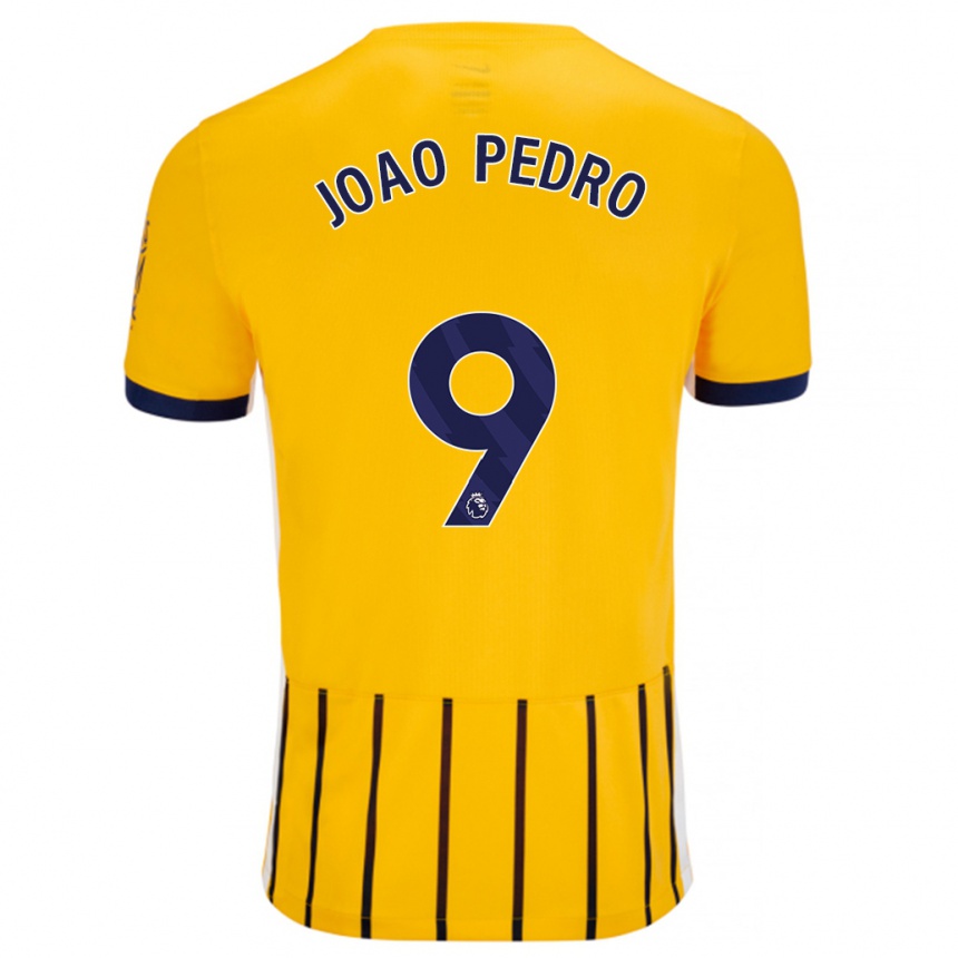 Vaikiškas João Pedro #9 Aukso Mėlynos Spalvos Juostelės Išvykos Marškinėliai 2024/25 T-Shirt