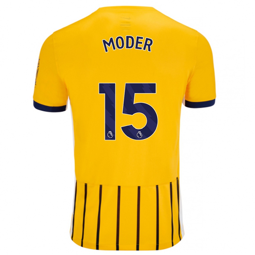 Vaikiškas Jakub Moder #15 Aukso Mėlynos Spalvos Juostelės Išvykos Marškinėliai 2024/25 T-Shirt