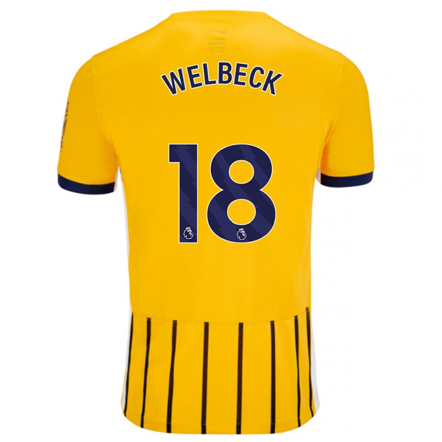 Vaikiškas Danny Welbeck #18 Aukso Mėlynos Spalvos Juostelės Išvykos Marškinėliai 2024/25 T-Shirt