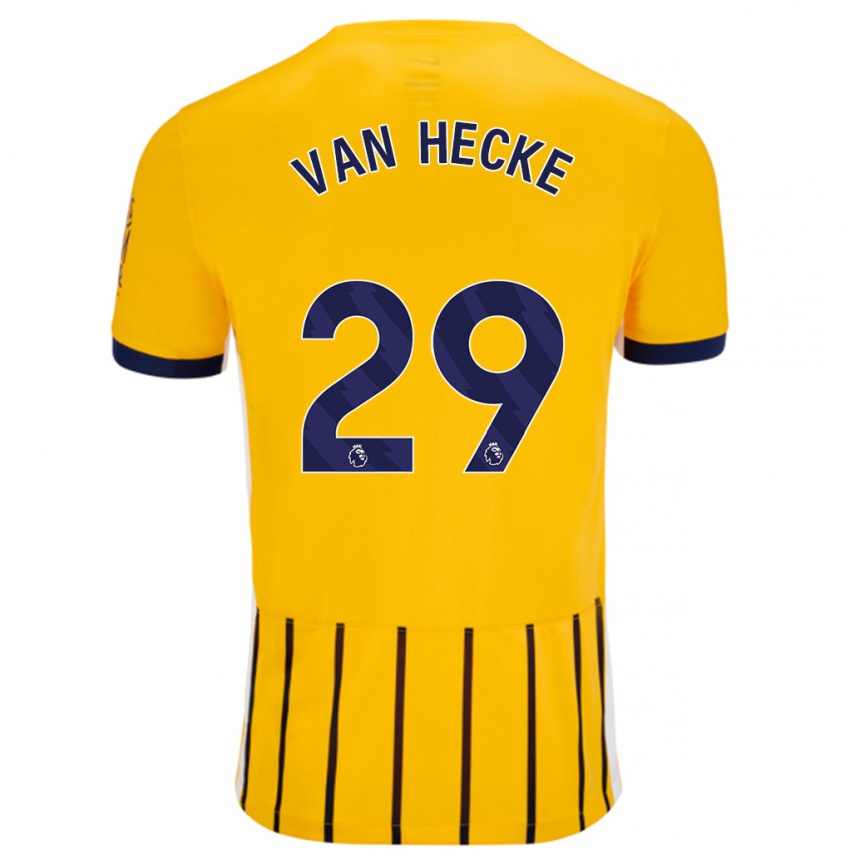 Vaikiškas Jan Paul Van Hecke #29 Aukso Mėlynos Spalvos Juostelės Išvykos Marškinėliai 2024/25 T-Shirt