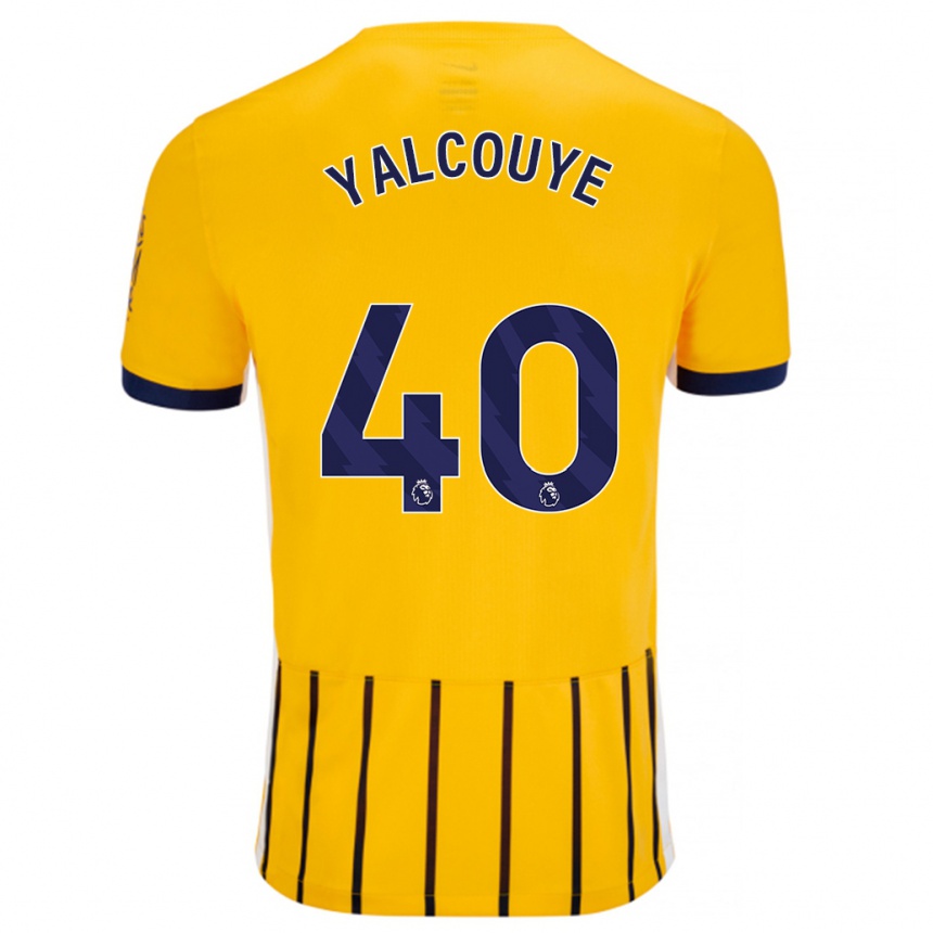 Vaikiškas Malick Junior Yalcouyé #40 Aukso Mėlynos Spalvos Juostelės Išvykos Marškinėliai 2024/25 T-Shirt