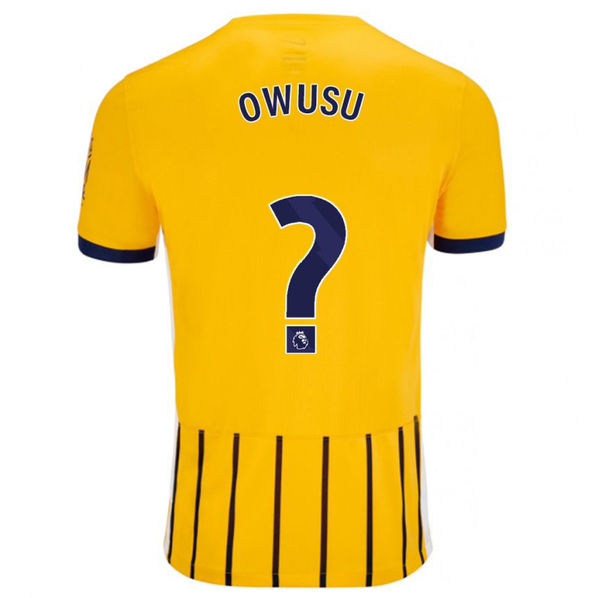 Vaikiškas Yussif Owusu #0 Aukso Mėlynos Spalvos Juostelės Išvykos Marškinėliai 2024/25 T-Shirt