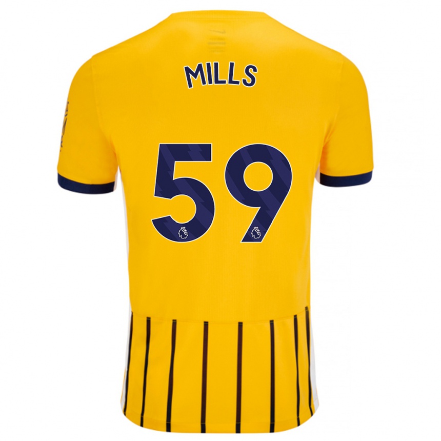 Vaikiškas Harry Mills #59 Aukso Mėlynos Spalvos Juostelės Išvykos Marškinėliai 2024/25 T-Shirt