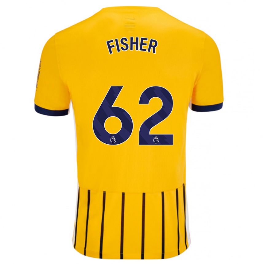 Vaikiškas Hugo Fisher #62 Aukso Mėlynos Spalvos Juostelės Išvykos Marškinėliai 2024/25 T-Shirt