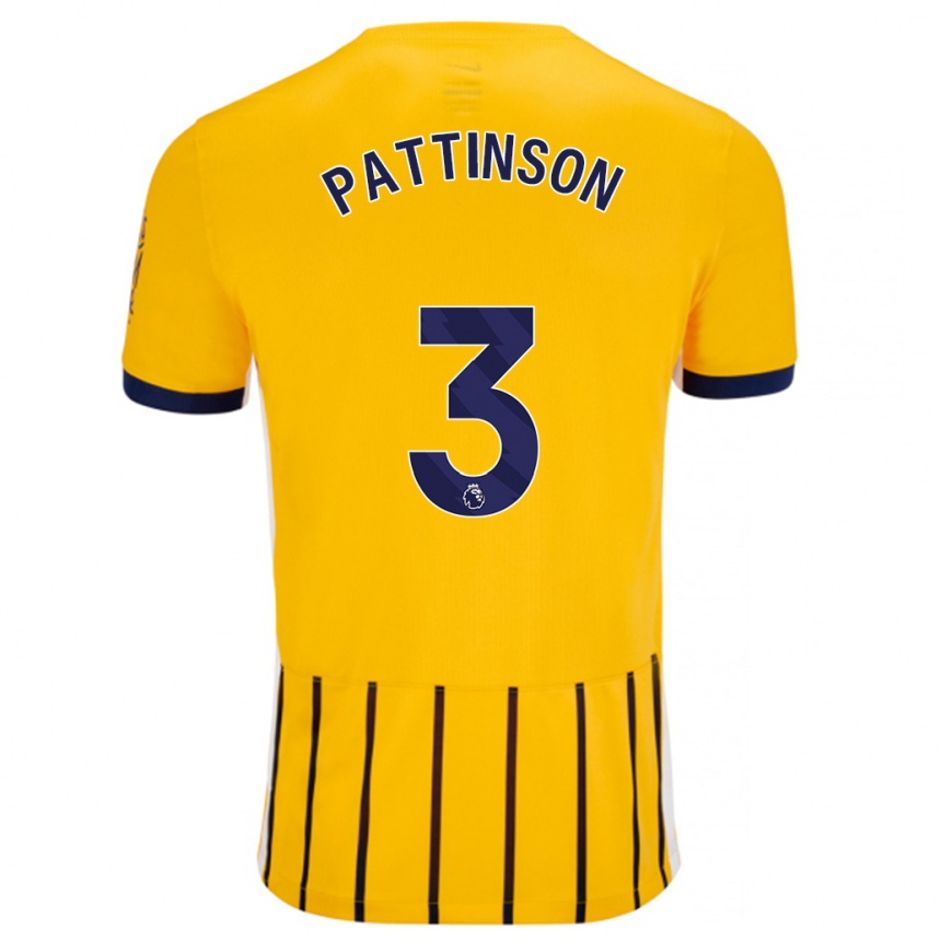 Vaikiškas Poppy Pattinson #3 Aukso Mėlynos Spalvos Juostelės Išvykos Marškinėliai 2024/25 T-Shirt