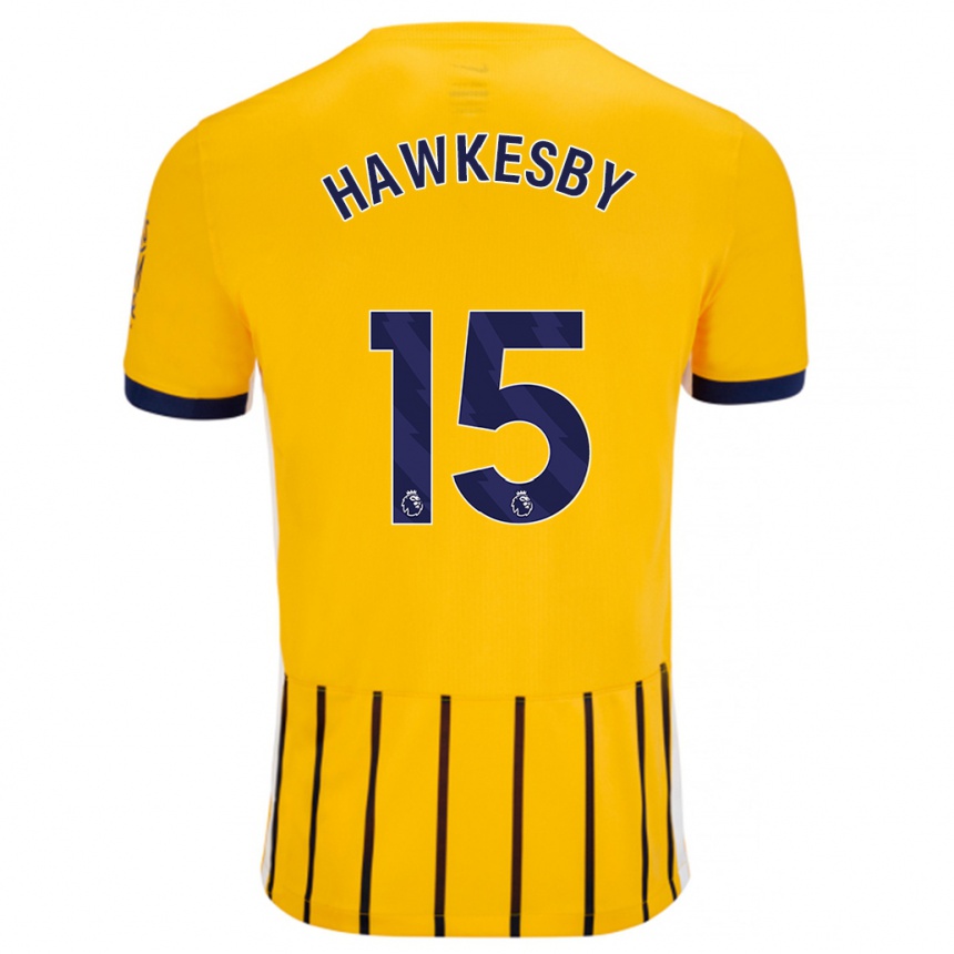 Vaikiškas Mackenzie Hawkesby #15 Aukso Mėlynos Spalvos Juostelės Išvykos Marškinėliai 2024/25 T-Shirt