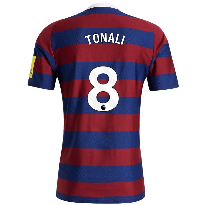 Vaikiškas Sandro Tonali #8 Bordo Tamsiai Mėlyna Išvykos Marškinėliai 2024/25 T-Shirt