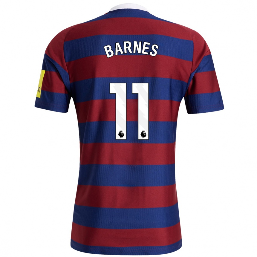 Vaikiškas Harvey Barnes #11 Bordo Tamsiai Mėlyna Išvykos Marškinėliai 2024/25 T-Shirt