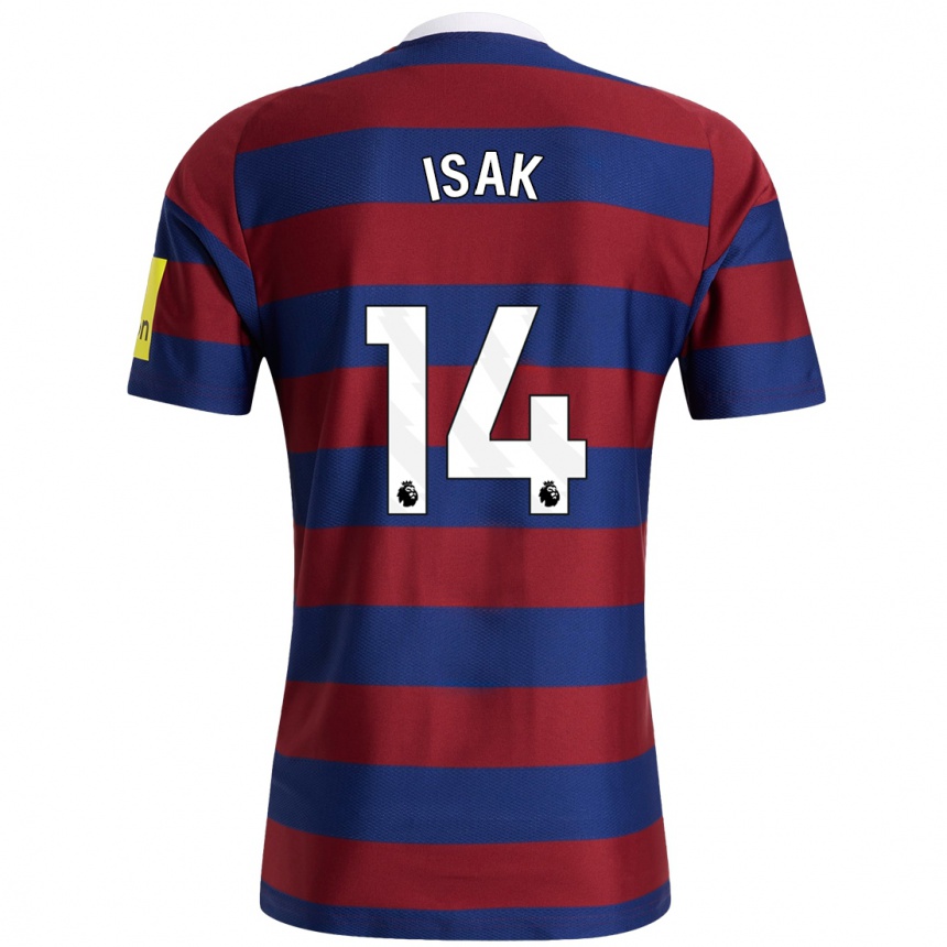 Vaikiškas Alexander Isak #14 Bordo Tamsiai Mėlyna Išvykos Marškinėliai 2024/25 T-Shirt